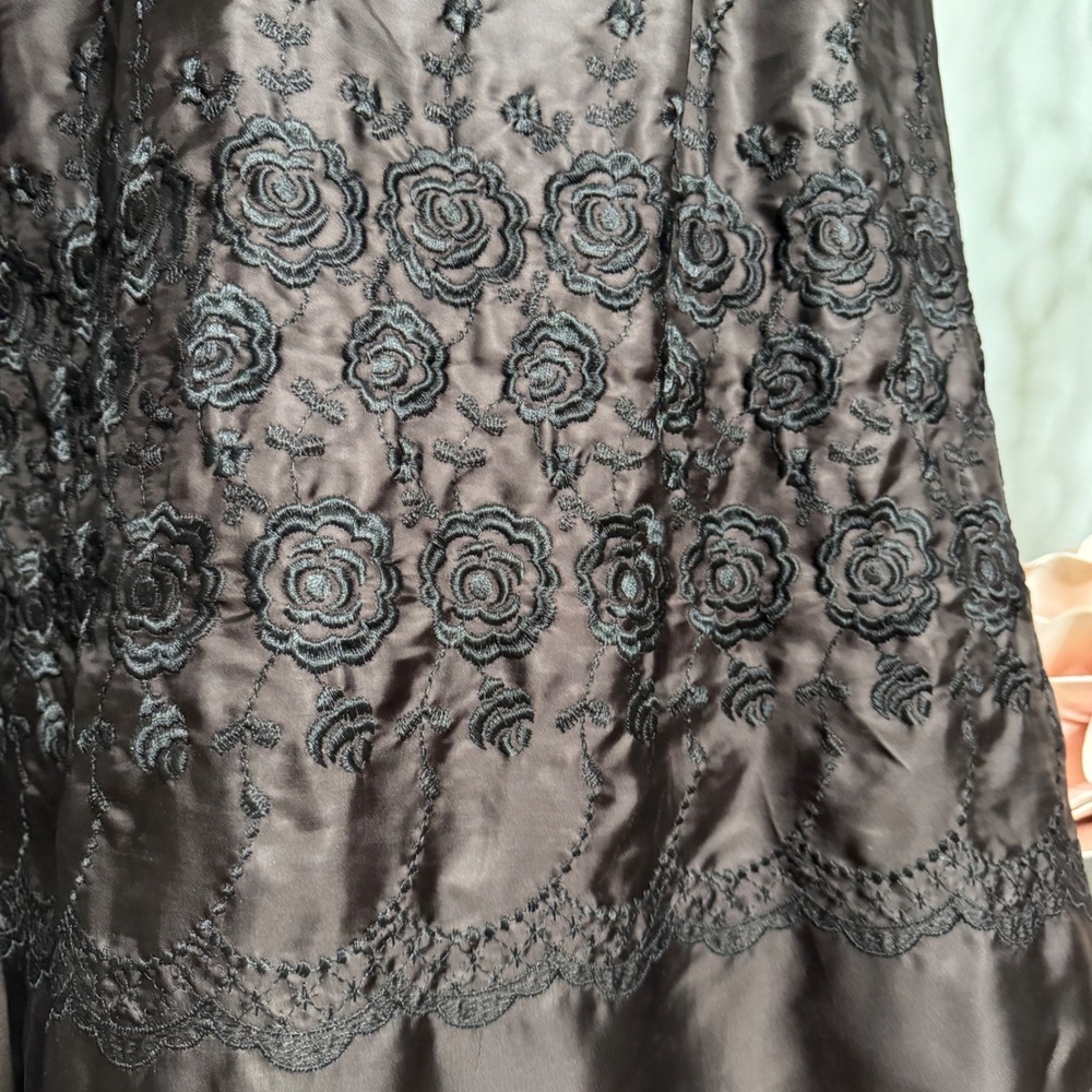 Vintage Mink Fur Coat Full Length Brown Floral Embroidered Lining Women's Medium - Picture 14 of 16